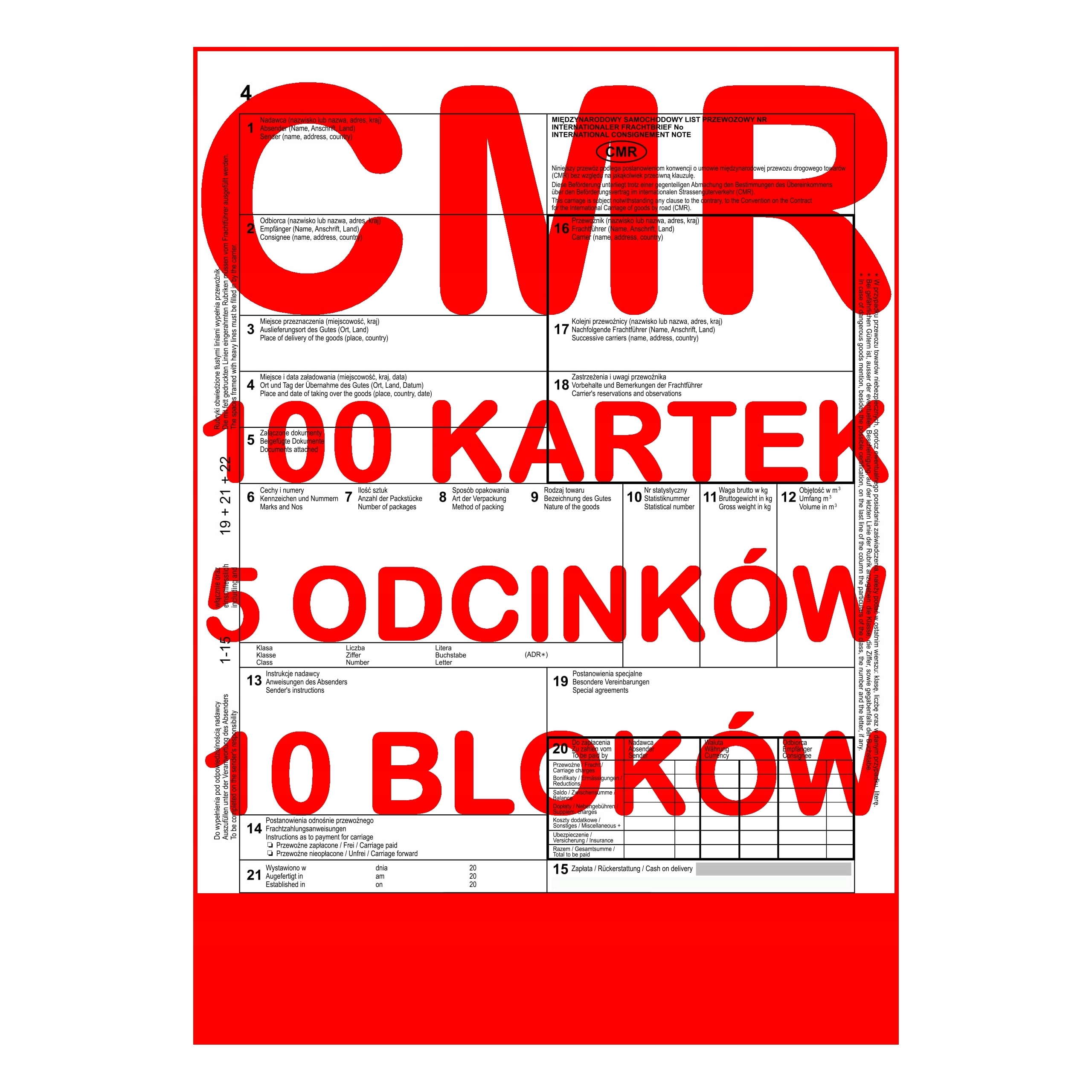 

Druki Cmr Międzynarodowe 100 kartek/5 odc 10 szt