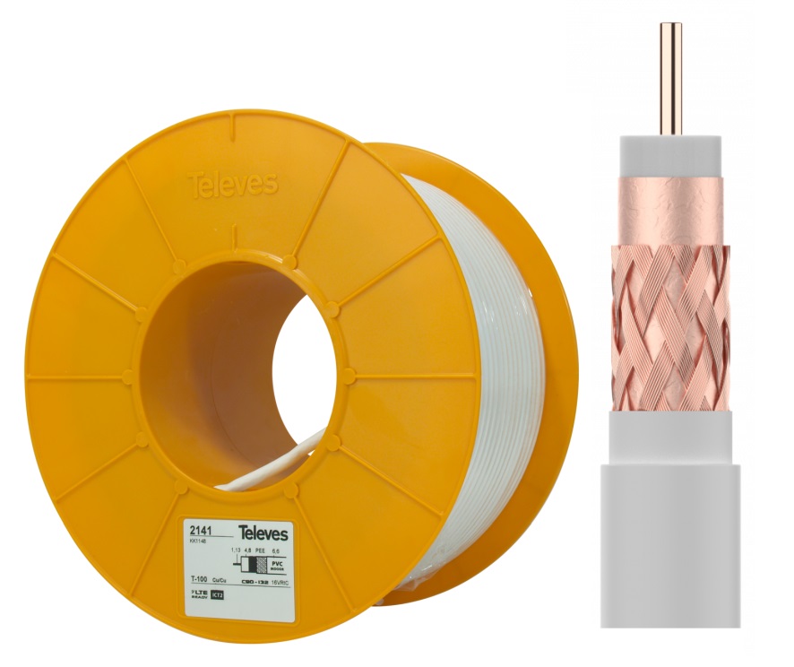 

Kabel Koncentryczny Pełnomiedziany RG6 Televes 1m