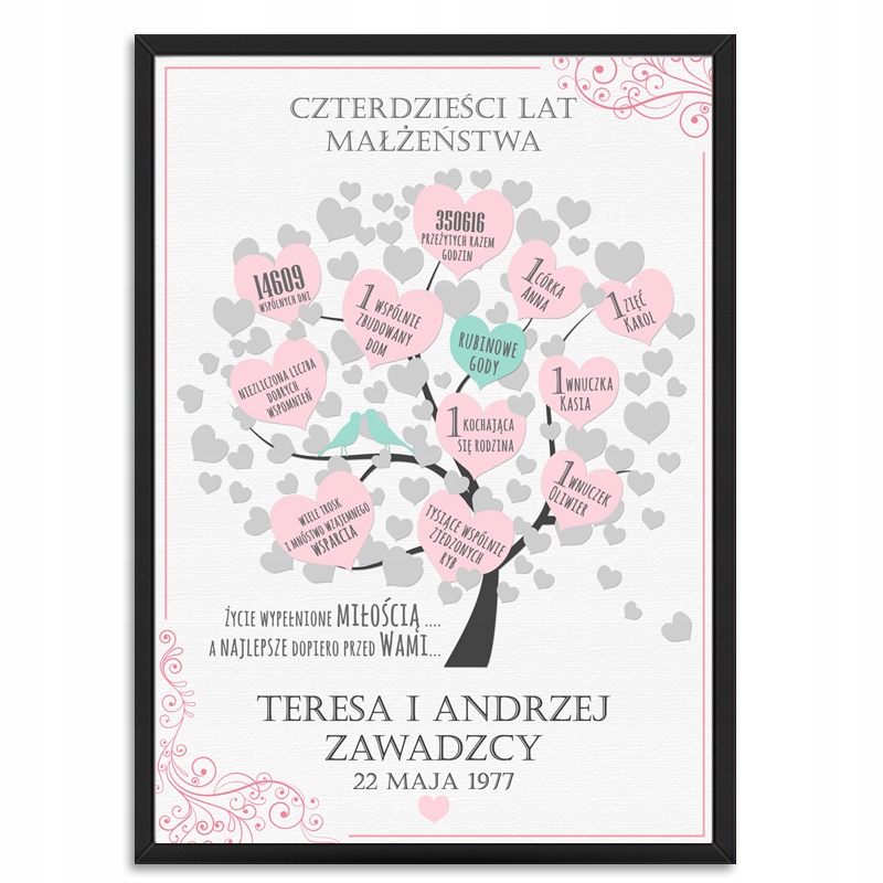 

dowolna rocznica ślubu plakat ramka a3