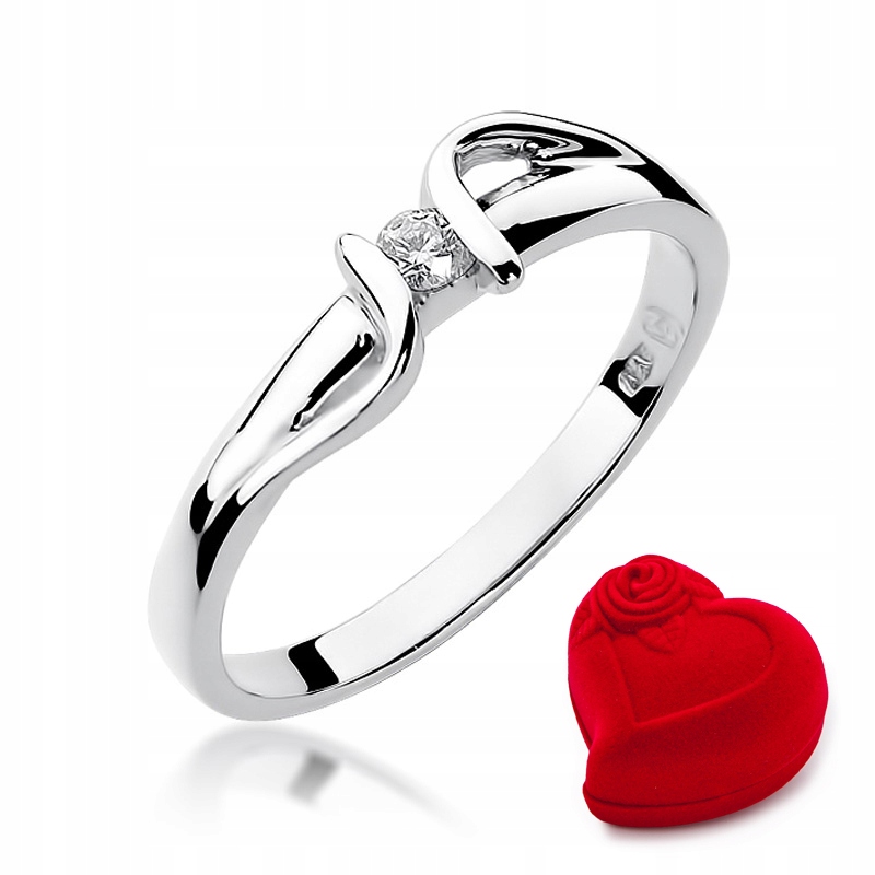 

Pierścionek Brylant Białe Złoto Idealny na Prezent