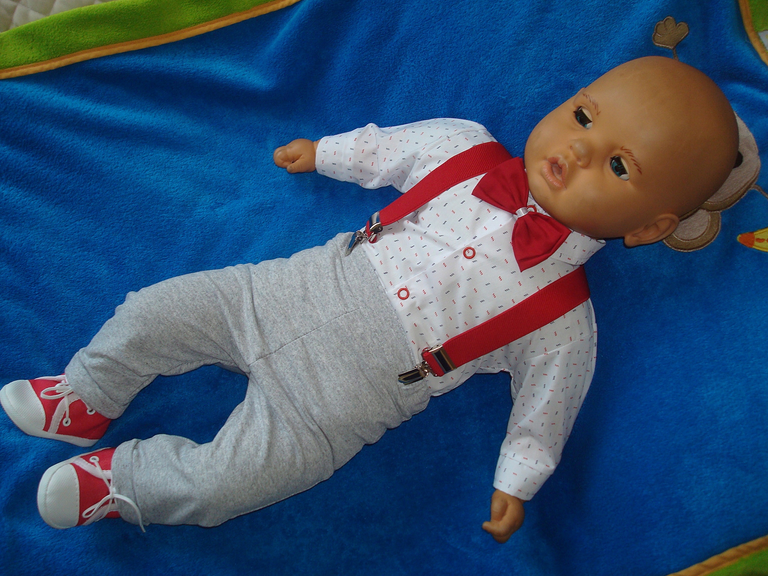 UBRANKO BAWEŁNA KOMPLET CHRZEST MARYNARKA 86 Kolor niebieski