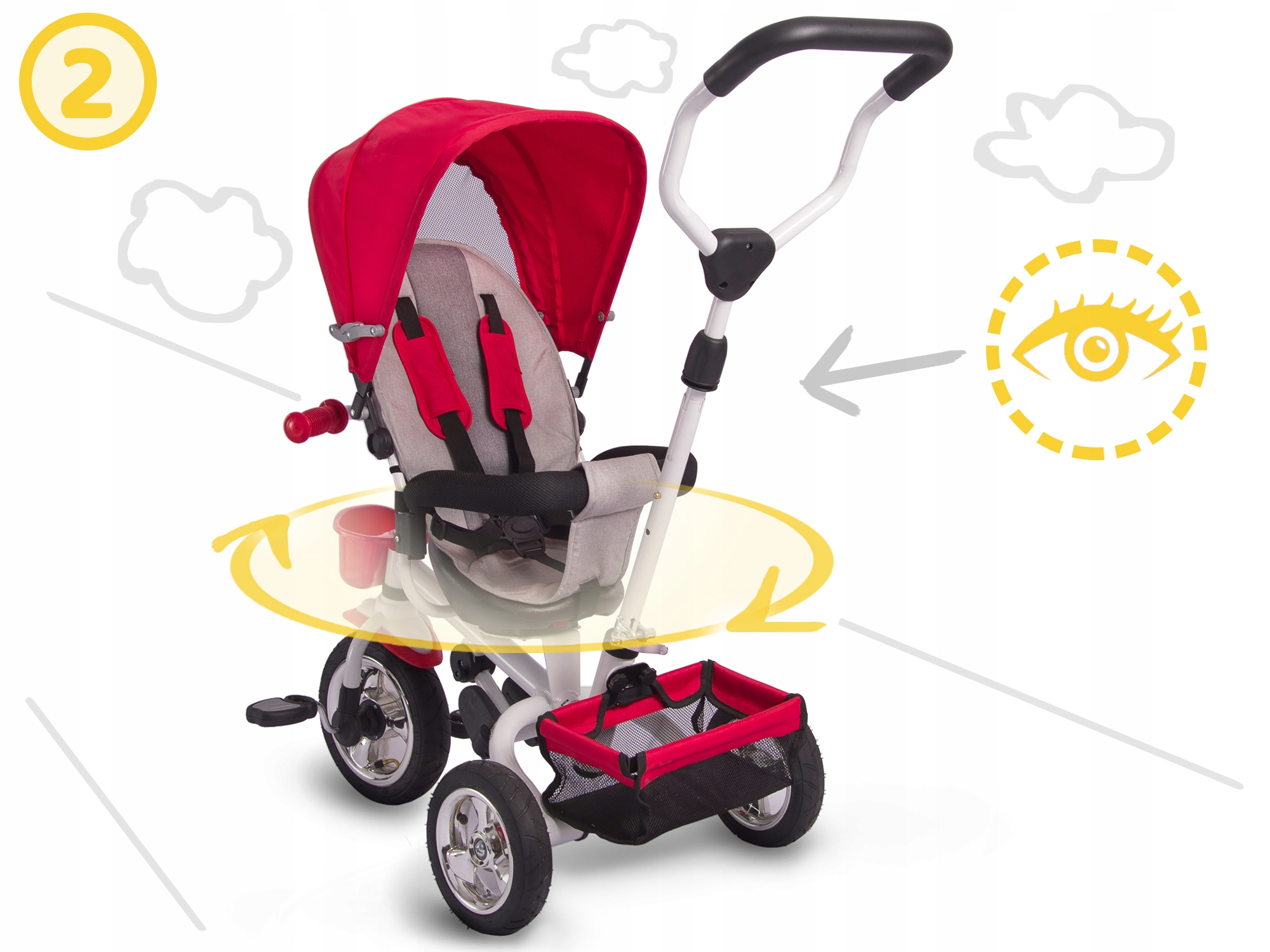 ROWEREK TRÓJKOŁOWY OBRACANY DASZEK KOSZYK 9,6kg Model Ricokids RC-602