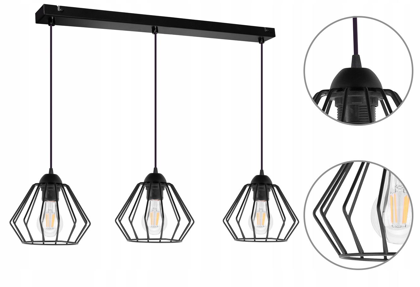 SUFITOWA LAMPA WISZĄCA DIAMENT LOFT EDISON LED Zasilanie sieciowe
