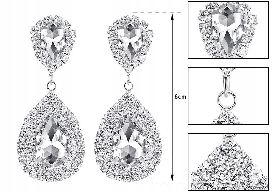 KOLCZYKI SREBRNE Z CYRKONIAMI, EFEKTOWNE, PIĘKNE Rodzaj zapięcia sztyft