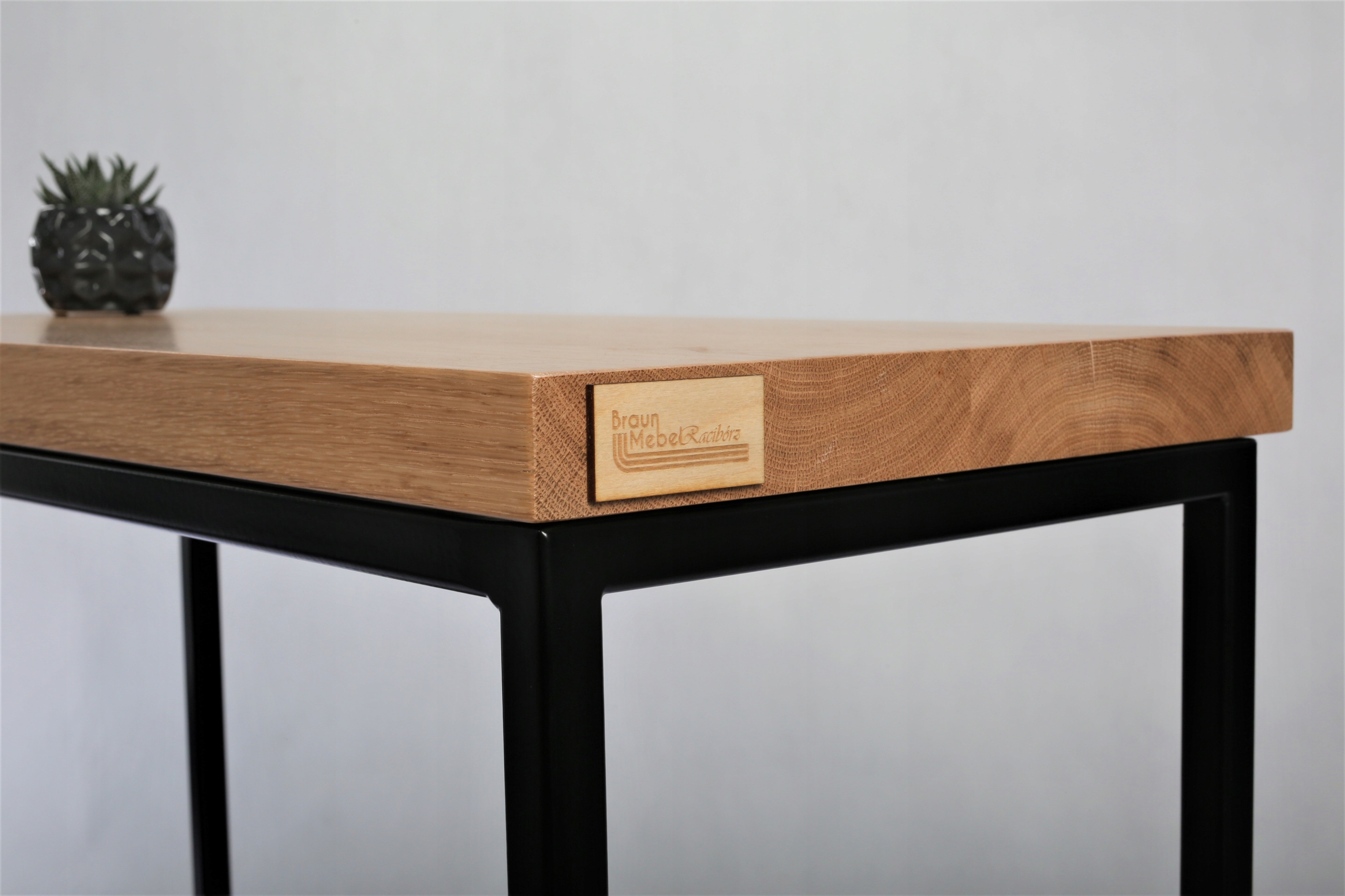 Konsola metalowa blat lity dąb 95cm Kod producenta KONSOLA BM-01 95x35