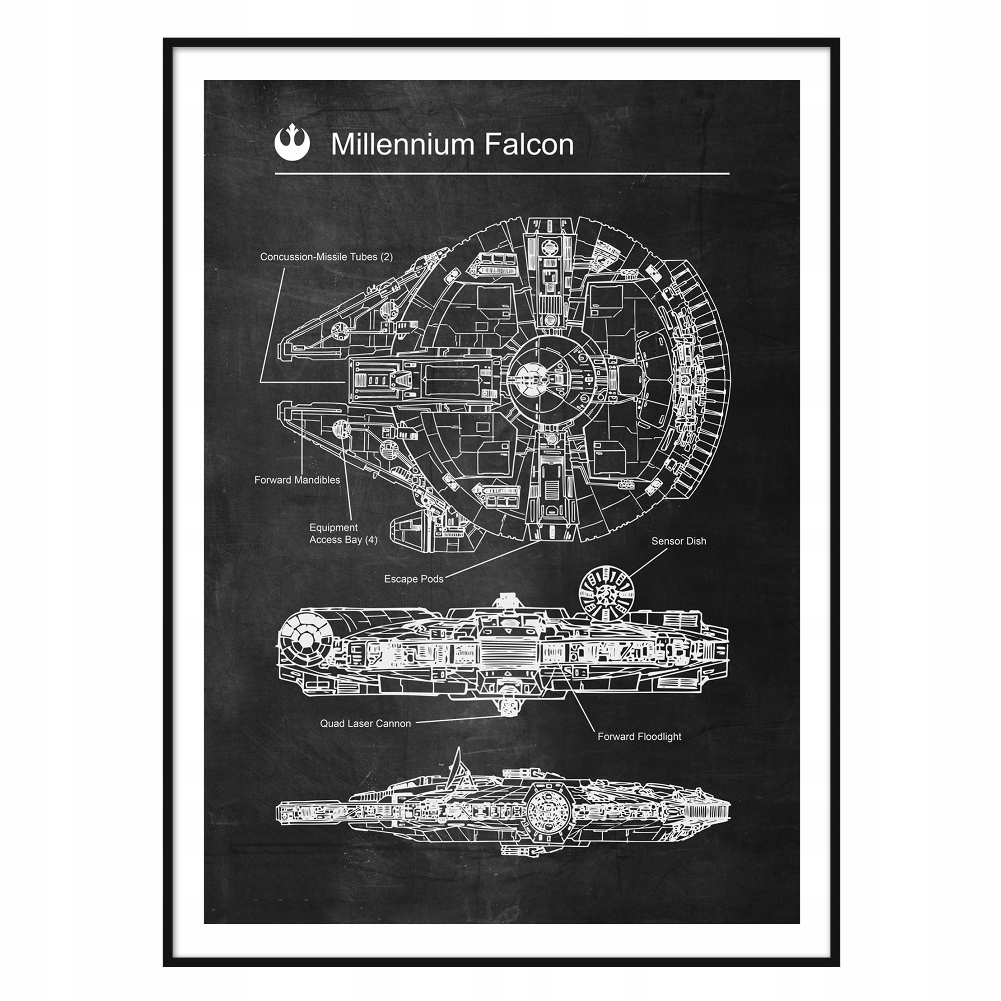 

Plakat Star Wars Sokół Millennium Falcon Schemat