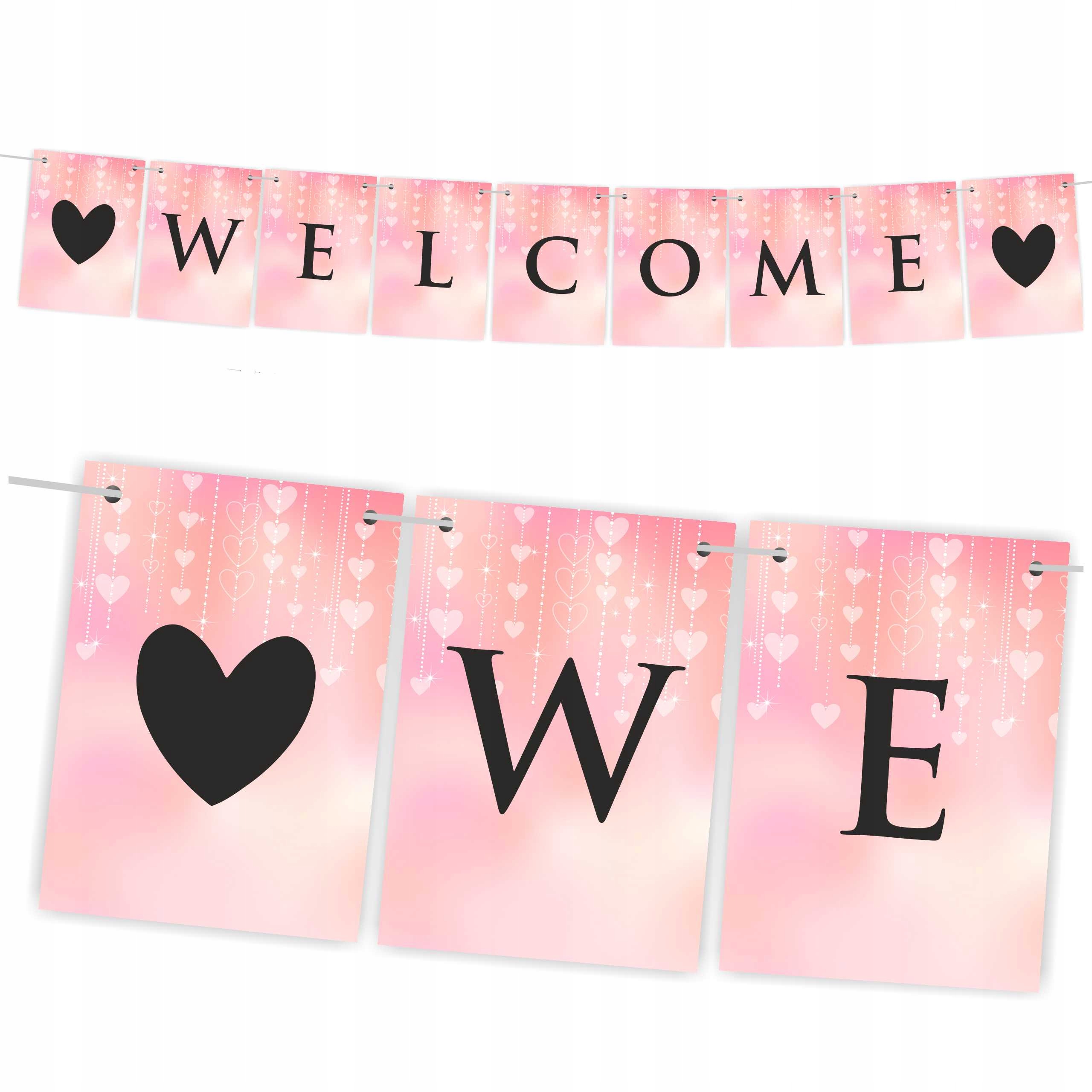 

Baner Weselny Girlanda Welcome A5 190cm 48 wzorów
