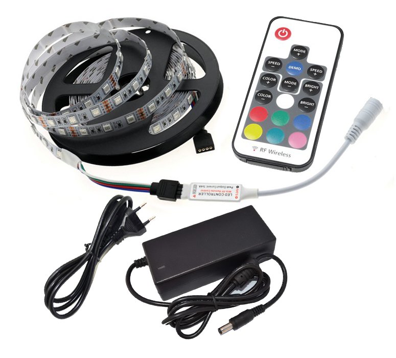 

Taśma Led Zestaw 5m Rgb 5050 60/M pilot RF17 +zasi