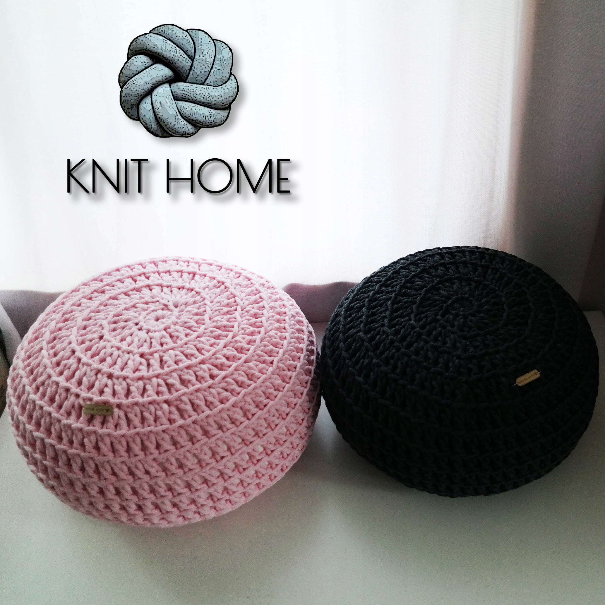 PUFA DO SALONU 50x40 PLECIONA DZIERGANA ZE SZNURKA Szerokość mebla 50 cm