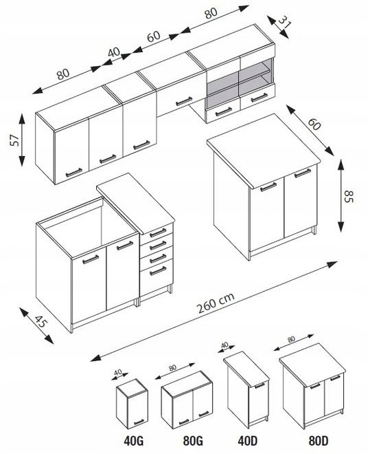 Zestaw Mebli Kuchennych Szafki Do Kuchni Komplet