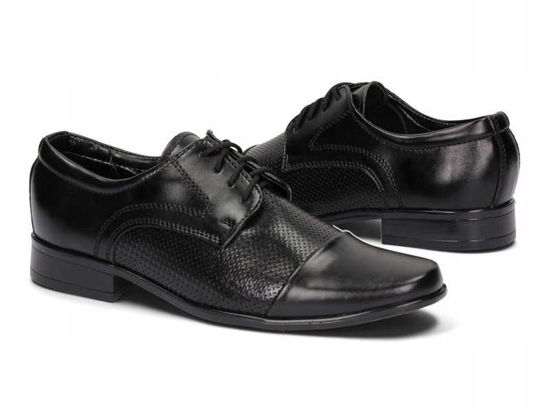 Buty Komunijne Chłopięce Półbuty Wizytowe Czarne Skóra 01K Rozmiar 34 Kod producenta 01K