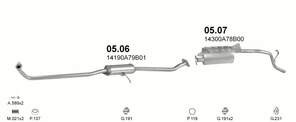 Tłumik końcowy Daewoo Tico poj.0,8+uszczelka Numer katalogowy części 05.07