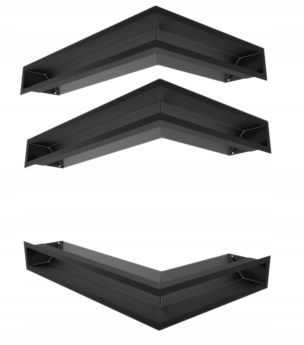 Kratka Kominkowa Luft Narożna 600x400x90 3 Szt wlot wylot metalowa czarna