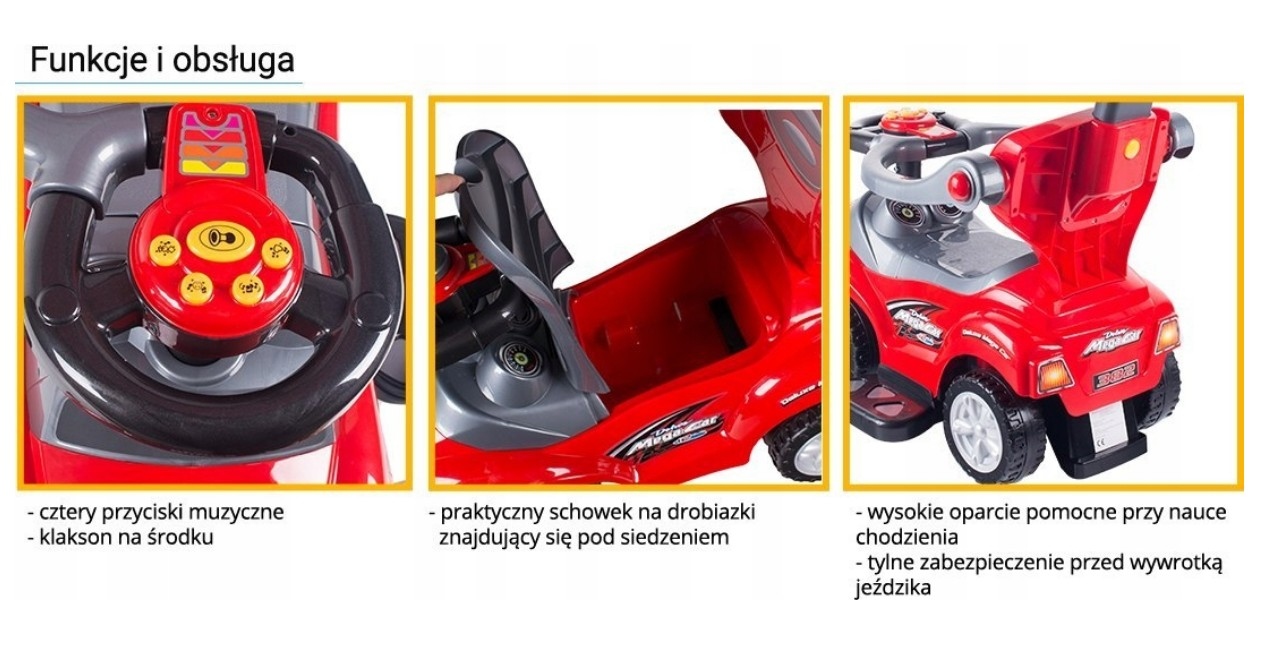 Jeździk Chodzik Pchacz DELUXE 3w1 GRAJĄCY Marka Ecotoys