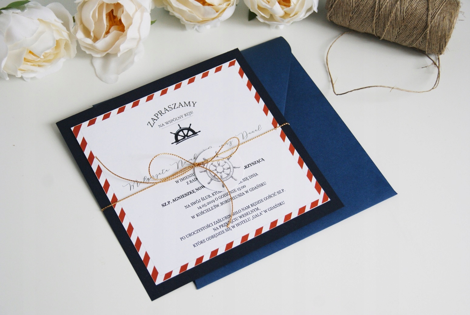 ZAPROSZENIA ŚLUBNE MARYNARSKIE ŻEGLARSKIE WZORY Kolor dominujący wielokolorowy
