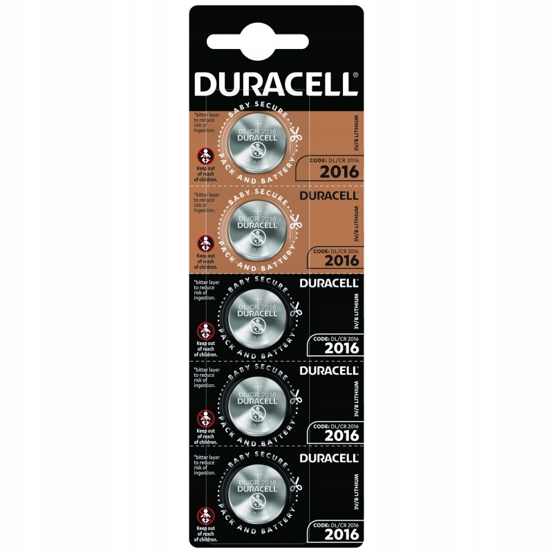 

5 x Bateria CR2016 Duracell 5szt