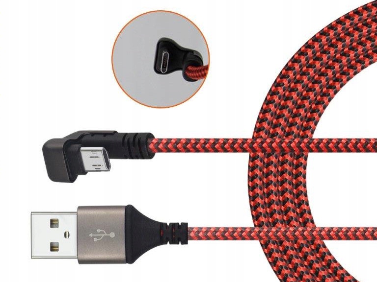 

Przyłącze wtyk micro Usb na wtyk Usb typA 0,8m kąt