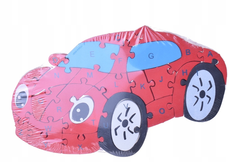 

Drewniane puzzle litery 3D układanka auto