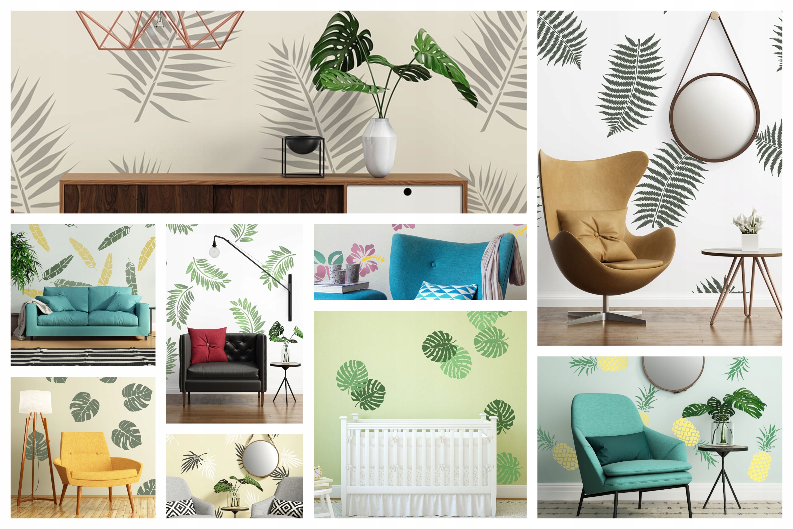 TROPIKALNY szablon malarski LIŚĆ PALMY 2 - 45x60cm Szerokość produktu 45 cm