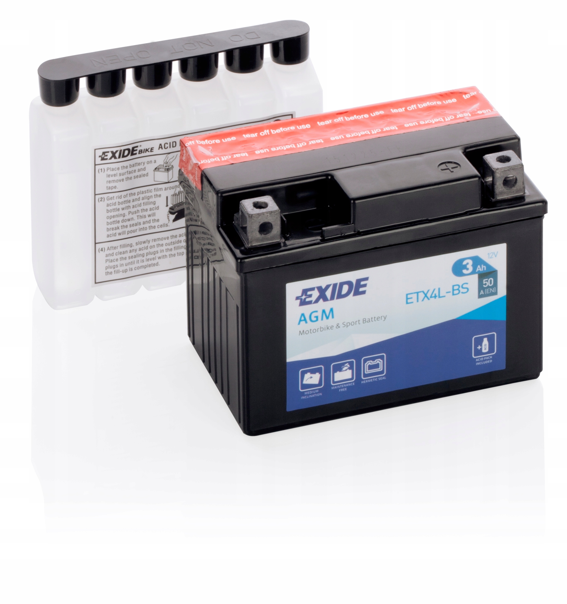 

Akumulator Motobike Exide Agm ETX4L-BS 3AH 50A