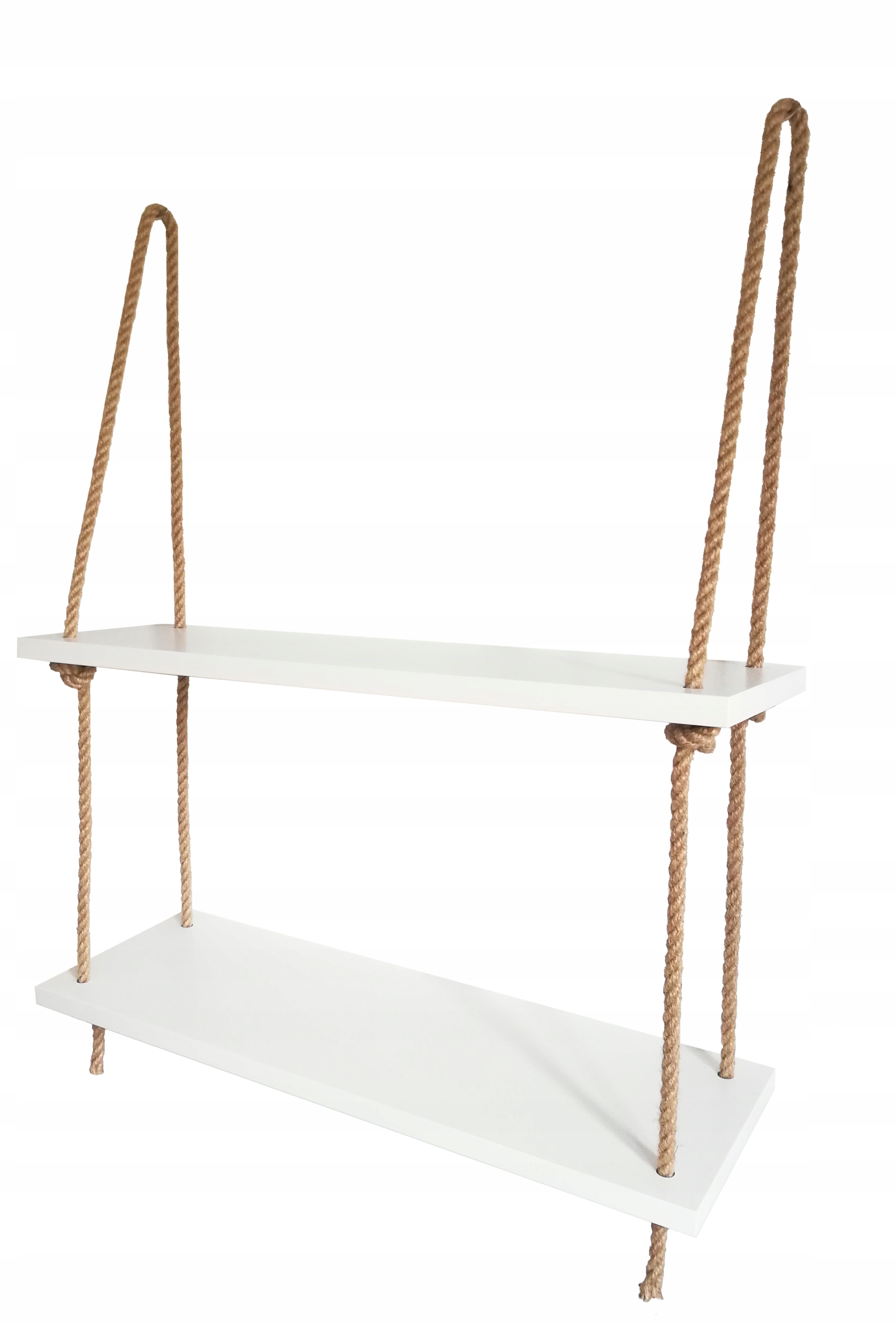 

Wiszące białe półki na sznurkach linach 2x60cm
