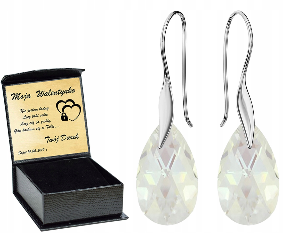 

Srebrne Kolczyki Almond Style Hook Swarovski Grawe