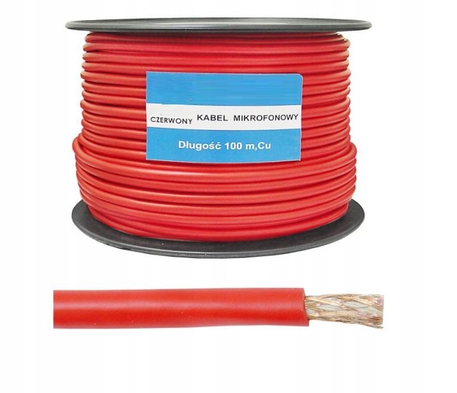 

Przewód kabel mikrofonowy Stereo 2żyły 2c red(1135