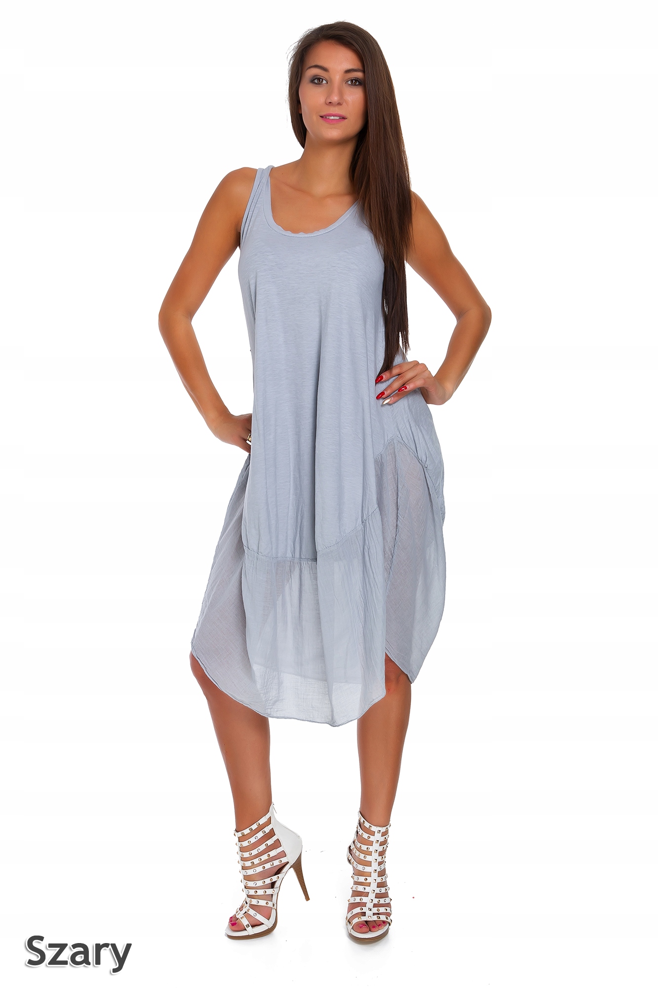 665_LETNIA ZWIEWNA SUKIENKA oversize PLAŻOWA Zapięcie brak