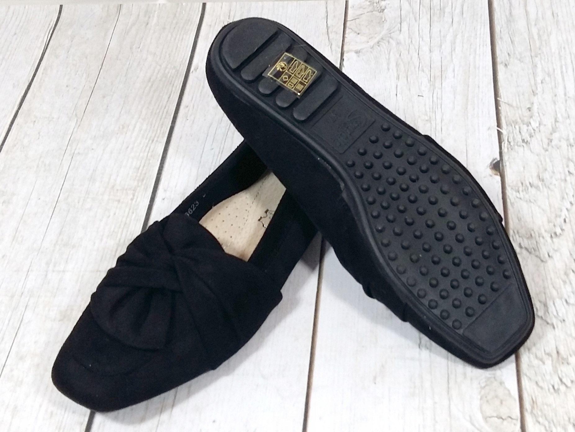 MOKASYNY DAMSKIE ZAMSZ SKÓRZANA WKŁADKA CZARNE 38 Marka inna