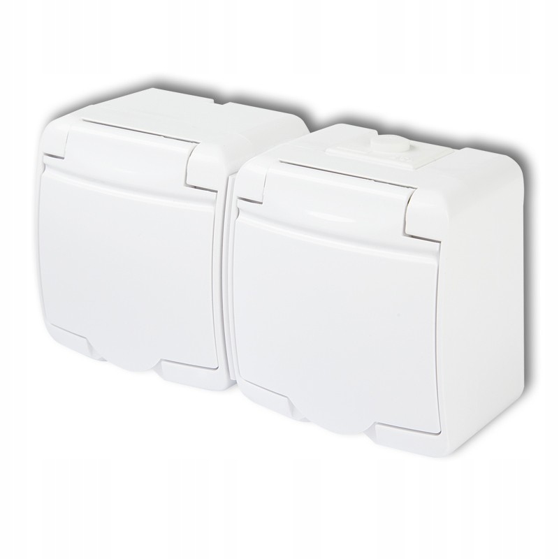 

Gniazdko podwójne Hermetyczne natynk IP54 białe