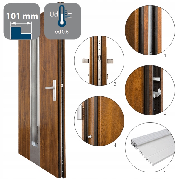 SKRZYDŁO STEELTHERM GŁADKIE SZYBA 80 101MM PASYWNE Marka inna