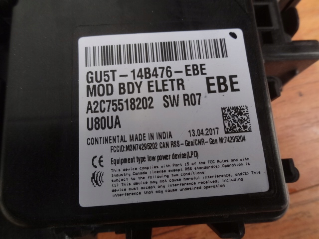 FORD KA+ PLUS 2017 1,2 MODUL BSI GU5T-14B476-EBE Numer katalogowy części GU5T-14B476-EBE