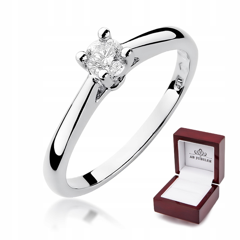 

Pierścionek 585 Białe Złoto Brylant 0,25ct Grawer