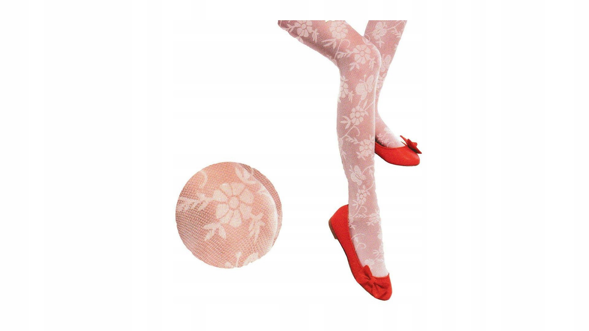 134/140 rajstopy białe komunijne 20D KWIATY FIONA