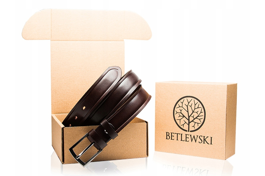 PASEK SKÓRZANY MĘSKI BETLEWSKI DO GARNITURU 115 Długość bez klamry 130 cm