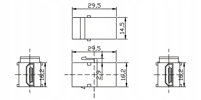 Łącznik HDMI A/gn-A/gn UHD 4K typ KEYSTONE czarny Kod producenta NK0014B