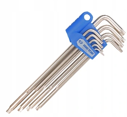 KLUCZE IMBUSY 9szt TORX Z OTWOREM EXTRA DŁUGIE T10-T50 KING TONY 20419PR