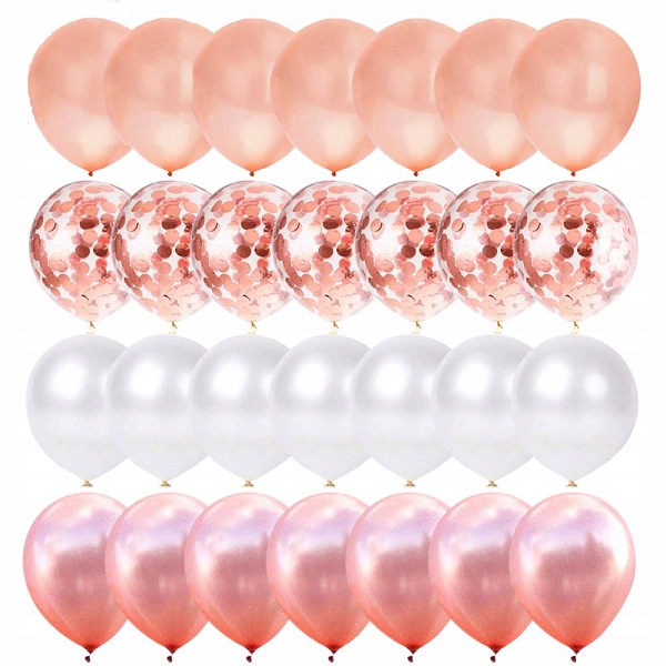 

Balony Białe Rose Gold różowe złoto konfetti 29szt