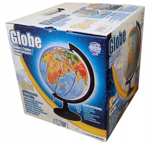 DUŻY GLOBUS PODŚWIETLANY LED WŁĄCZNIK DOTYK 250MM Rodzaj fizyczno-polityczny