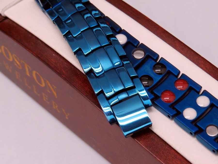 NIEBIESKA TYTANOWA ZDROWOTNA BRANSOLETA MĘSKA MAGNETYCZNA MOC CZYSTY TYTAN Splot Inny splot