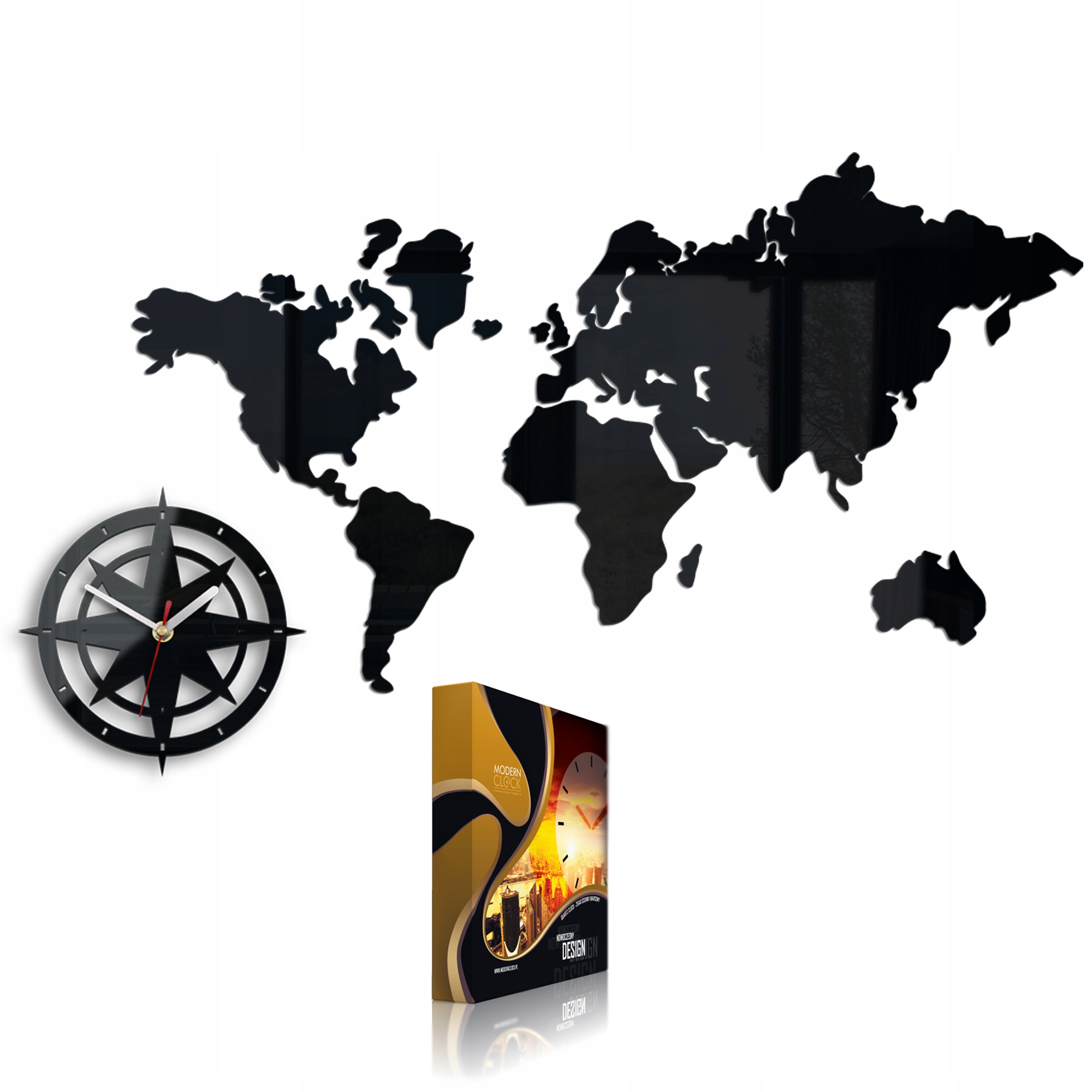 

New! Zegar Ścienny Mapa Świata WORLD2 Ultra Cichy