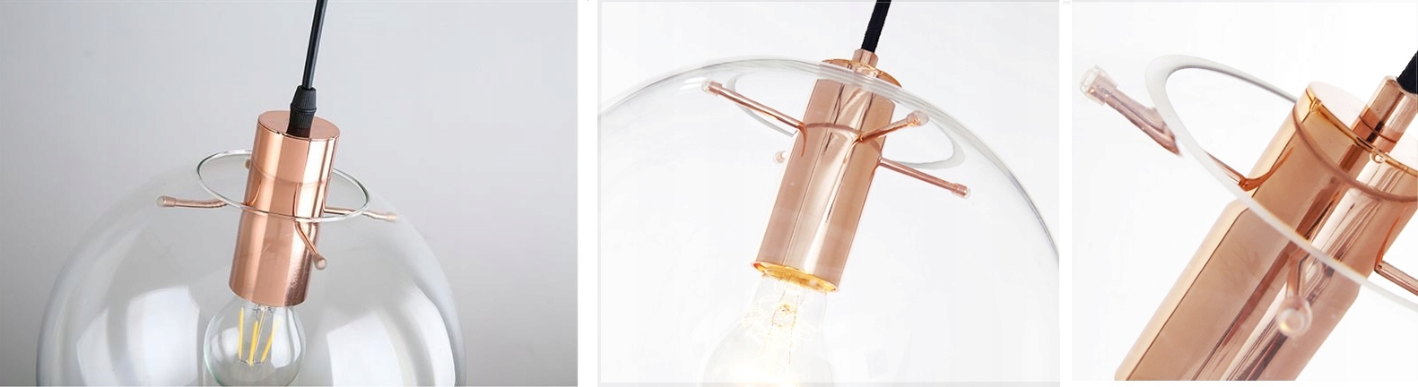 LAMPA WISZĄCA SZKLANA KULA ROSE GOLD LASSI 20CM Długość/wysokość 20 cm