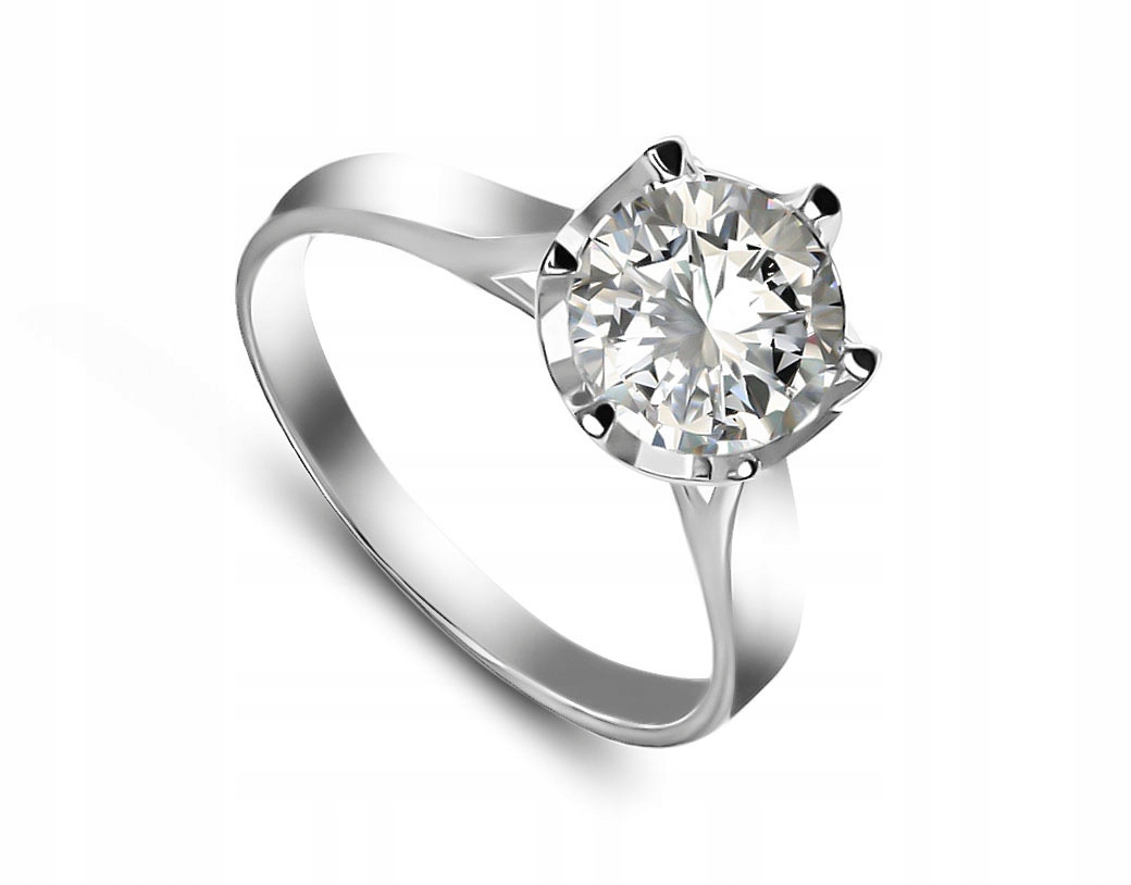 

Zaręczynowy Pierścionek Srebro Kamień 7mm 925 r.17