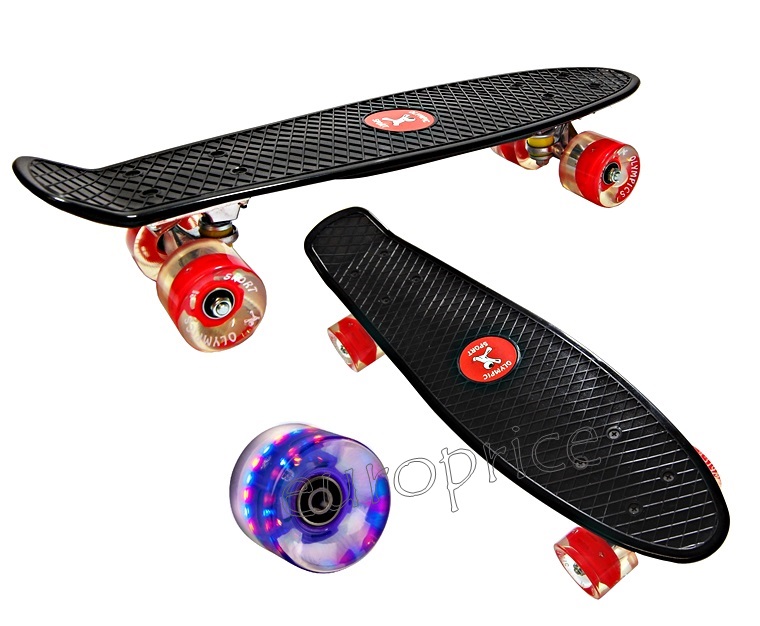 DESKOROLKA typu FISZKA GRAFFITI ŚWIECĄCE KOŁA led Długość decku 56 cm