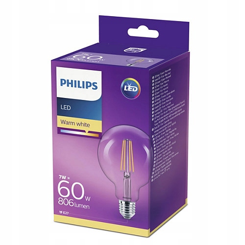 

Żarówka Led Globe 7W=60W 2700K Ciepła E27 Philips