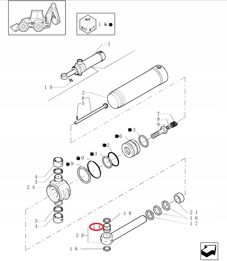 TULEJA W GŁÓWKĘ SIŁOWNIKA OBROTU CASE NH 85800303 Numer katalogowy części 85800303