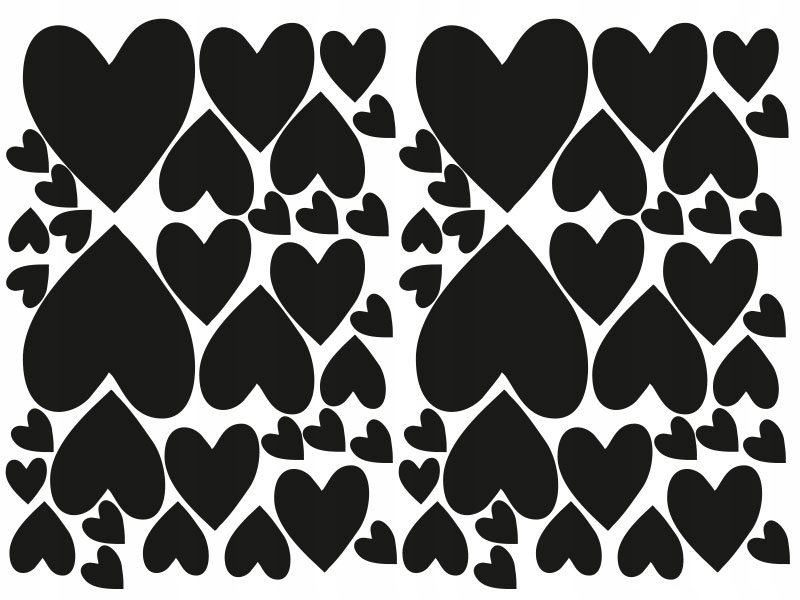 Naklejki na ścianę SERCA - 68szt - czarne