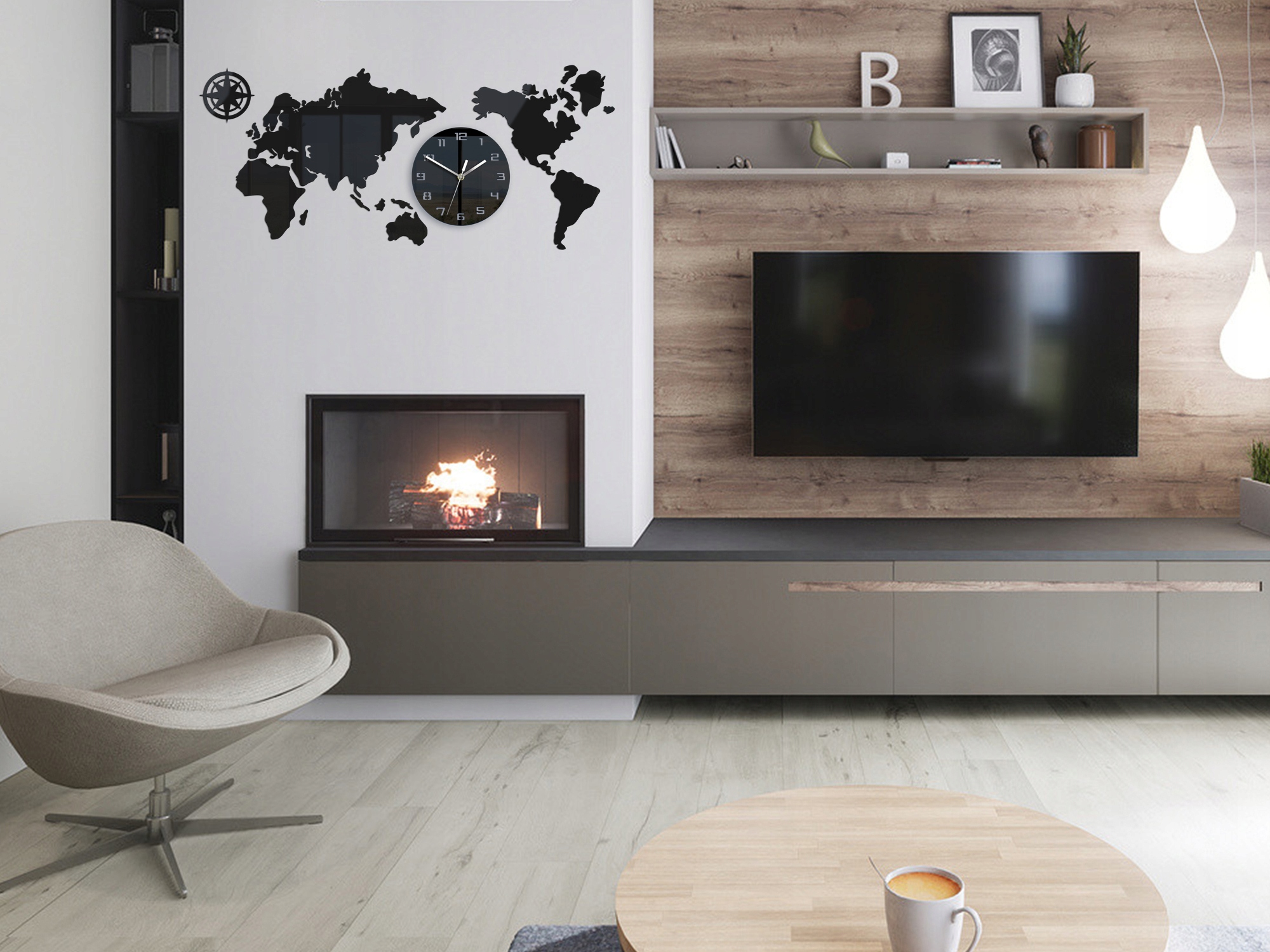 Duży zegar ścienny Mapa 80x40 Nowoczesny 3d Cichy Linia ModernClock