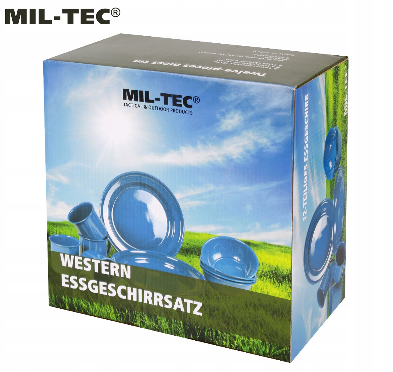 NACZYNIA TURYSTYCZNE ZESTAW dla 4 osób 12 szt. MIL-TEC WESTERN Niebieskie Waga 2.2 g
