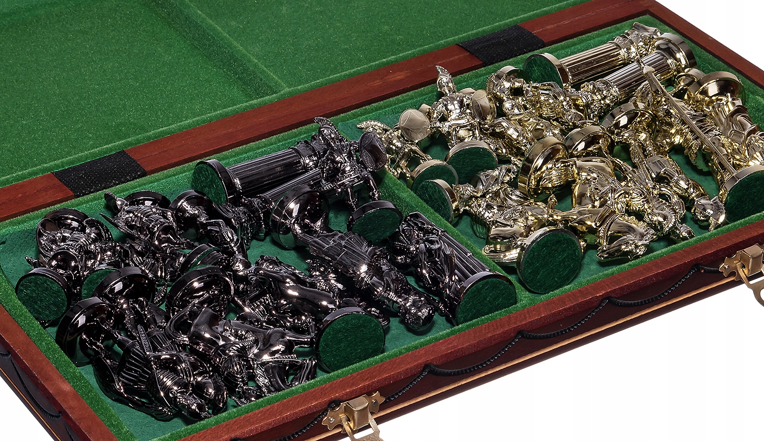 SZACHY RZYMSKIE DREWNIANE ZŁOTO-CZARNE DUŻE 42cm Język instrukcji inna